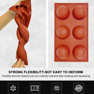 2‎ - 6 Silicon 2.5” Diameter Half Sphere Baking Chocolate Craft Soap Mold Pans